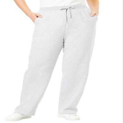 Woman Within Plus Size Tall Better-Fleece Pull-On Drawstring Sweatpants - 3X, Heather Grey