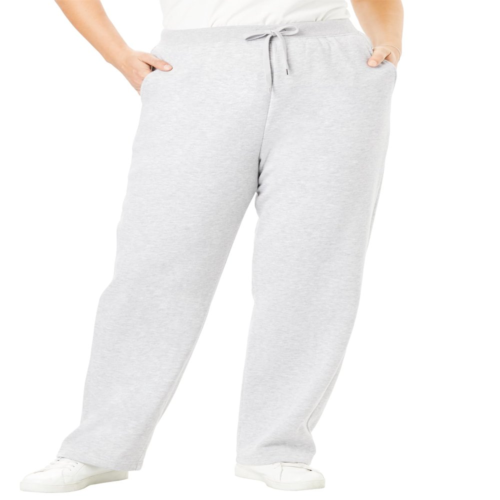 Woman Within Plus Size Tall Better-Fleece Pull-On Drawstring Sweatpants - 3X, Heather Grey