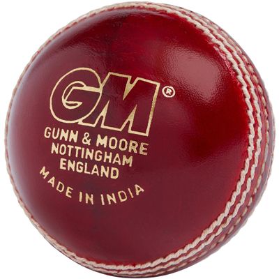 Gunn & Moore GM Leather Cricket Match Ball, Clubman Grade 1 Club, Red, Suitable for Children, Boys and Girls Aged 12 and Under