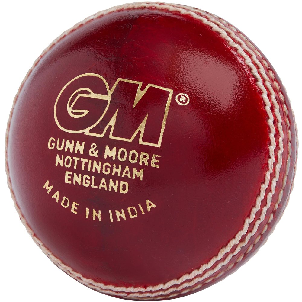 Gunn & Moore GM Leather Cricket Match Ball, Clubman Grade 1 Club, Red, Suitable for Children, Boys and Girls Aged 12 and Under