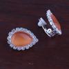 Grace Jun Fashion Rhinestone Opal Silver Plated Water Drop Clip on Earrings Non Piercing Bijouterie (Orange) view 2