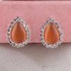 Grace Jun Fashion Rhinestone Opal Silver Plated Water Drop Clip on Earrings Non Piercing Bijouterie (Orange) view 4