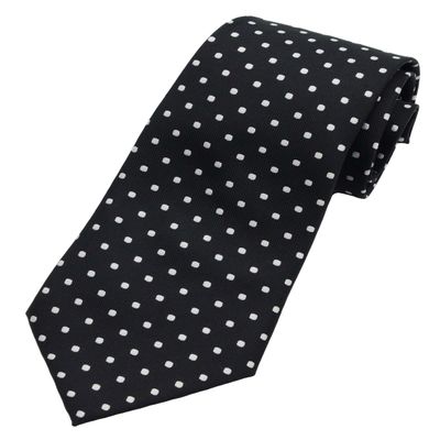 Best Collection New Classic Polka Dot Jacquard Woven Silk Men's Tie Necktie (Black)