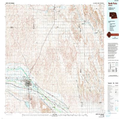 YellowMaps North Platte NE topo map, 1:100000 Scale, 30 X 60 Minute, Historical, 1985, Updated 1994, 24.1 x 40 in - Tyvek