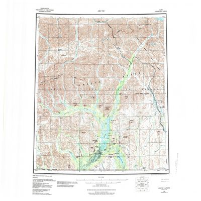 YellowMaps Arctic AK topo map, 1:250000 Scale, 1 X 3 Degree, Historical, 1956, Updated 1988, 23.2 x 30.6 in - Tyvek