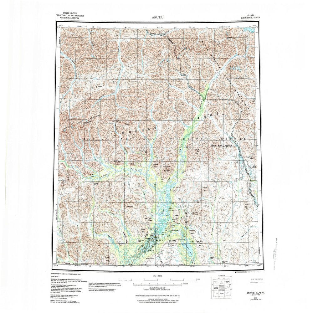 YellowMaps Arctic AK topo map, 1:250000 Scale, 1 X 3 Degree, Historical, 1956, Updated 1988, 23.2 x 30.6 in - Tyvek