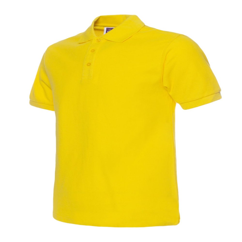 Jueshanzj Mens Polo Shirt Short Sleeve Cotton Basic Tee Pure Color Tops Yellow Large