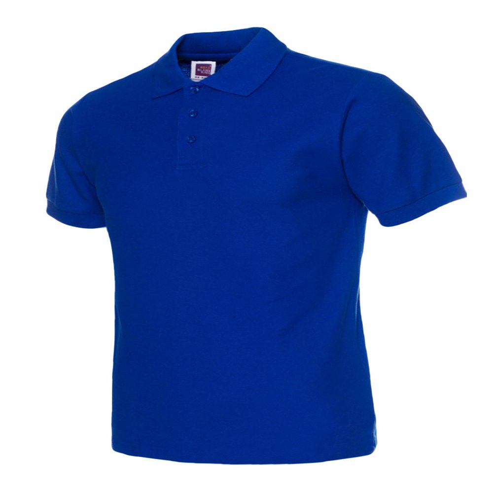 Jueshanzj Mens Polo Shirt Short Sleeve Cotton Basic Tee Pure Color Tops Royal Blue Large