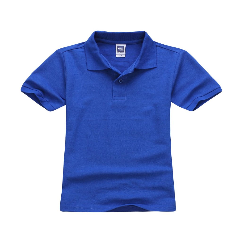 Jueshanzj Boys Polo Shirt Short Sleeve Cotton Basic Tee Pure Color Summer Tops Royal Blue L(140-145cm)