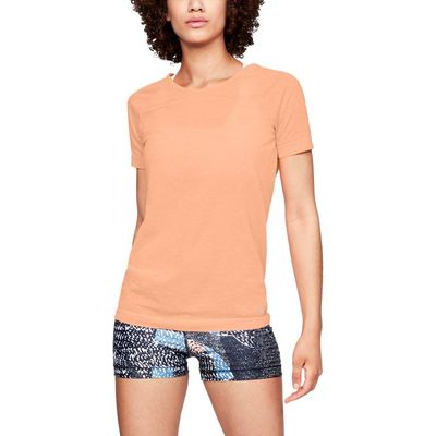Under Armour Women's Tb Seamless Spacedye Short sleeve Shirts, Peach Horizon, X-Large