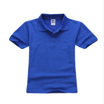 Jueshanzj Boys Polo Shirt Short Sleeve Cotton Basic Tee Pure Color Summer Tops Royal Blue M(120-130cm)