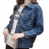 Huiwa Womens Denim Jacket Big Pocket Bf Style Solid Plus Size Jeans Coats Slim Fit S-XL Dark Blue XL view 1