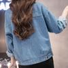 Huiwa Womens Denim Jacket Big Pocket Bf Style Solid Plus Size Jeans Coats Slim Fit S-XL Dark Blue XL view 4