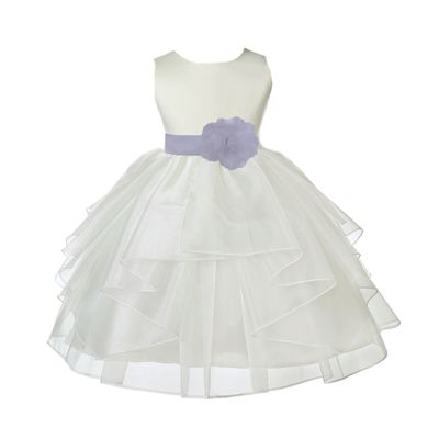 ekidsbridal Ivory Satin Shimmering Organza Flower Girl Dress Baptism 4613T 2