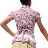 Full Funk Cotton Floral Print Stitched Flowers Girl Shirt in Blue Red view 2