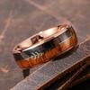 THREE KEYS JEWELRY 8mm Rose Gold Tungsten Wedding Ring with Koa Wood Zebra Wood Two Arrows Inlay Dome Hunting Ring Wedding Band Engagement Ring Size 6.5 view 2