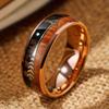 THREE KEYS JEWELRY 8mm Rose Gold Tungsten Wedding Ring with Koa Wood Zebra Wood Two Arrows Inlay Dome Hunting Ring Wedding Band Engagement Ring Size 6.5 view 3