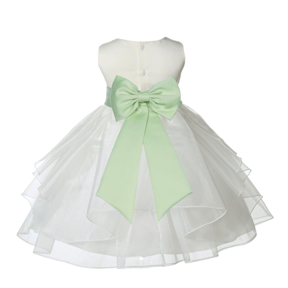ekidsbridal Ivory Satin Shimmering Organza Flower Girl Dress Baptism 4613T 4