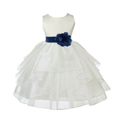 ekidsbridal Ivory Satin Shimmering Organza Flower Girl Dress Baptism 4613T 10