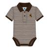 Creative Knitwear College Baby Striped Polo Bodysuit - Wyoming Cowboys Logo, Brown/White, for Boys & Girls, 12 Months view 1
