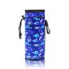 Orchidtent Water Bottle Sleeve, Protable Neoprene Insulated Water Bottle Cooler Cooler Carrier Cover Sleeve Tote Bag Pouch Holder Strap for Kid Children Women Men Biker (Blue Shark) view 1