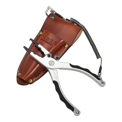 Tides Fishing Pliers with Leather Sheath Saltwater/Freshwater-Quality Offshore/Inshore Anti-Corrosive Fish Pliers with Tungsten Steel Braid and Wire Cutters. No Hassle 1-Year Warranty. (Silver)
