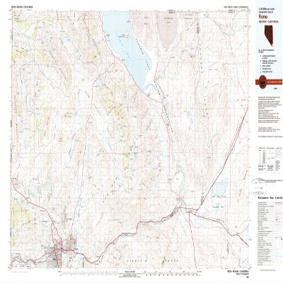YellowMaps Reno NV topo map, 1:100000 Scale, 30 X 60 Minute, Historical, 1980, Updated 1980, 24.1 x 40.3 in - Tyvek