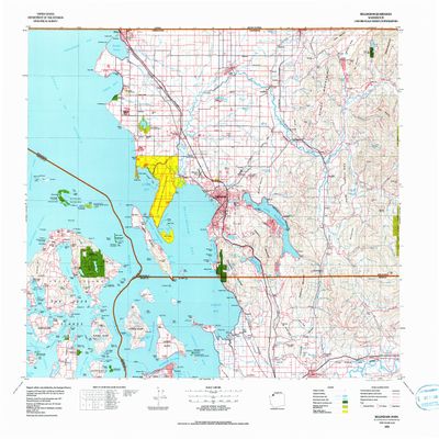 Bellingham WA topo map, 1:100000 Scale, 30 X 60 Minute, Historical, 1975, Updated 1977, 27.7 x 34.2 in - Tyvek