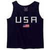0065. USA American Flag United States of America Patriotic Military Style Men's Tank Top (Navy Blue, X-Large)