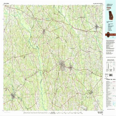 YellowMaps Vidalia GA topo map, 1:100000 Scale, 30 X 60 Minute, Historical, 1979, Updated 1980, 24.1 x 43.4 in - Tyvek