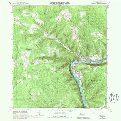 YellowMaps Tidioute PA topo map, 1:24000 Scale, 7.5 X 7.5 Minute, Historical, 1966, Updated 1989, 26.9 x 22 in - Tyvek