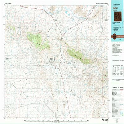 YellowMaps Bairoil WY topo map, 1:100000 Scale, 30 X 60 Minute, Historical, 1979, Updated 1980, 24.1 x 38.9 in - Tyvek