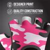 Contraband Pink Label 5217 Women's Design Series Camo Print Lifting and Rowing Gloves (Pair) - Lightweight Vegan Medium Padded Microfiber Amara Leather w/Griplock Silicone (Pink, X-Small) view 4