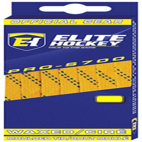 Elite Hockey PRO-S700 Waxed Molded Tip Hockey Skate Laces (Yellow/Navy, 120")