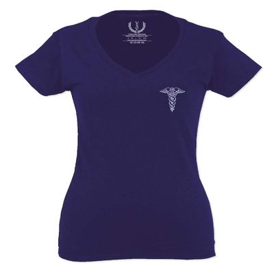 0066. Mother Gift I'm a Nurse RN Nurse Registered for Women V Neck Fitted T Shirt (Navy Blue, Medium)