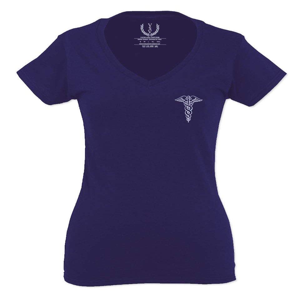 0066. Mother Gift I'm a Nurse RN Nurse Registered for Women V Neck Fitted T Shirt (Navy Blue, Medium)