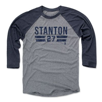 500 LEVEL Giancarlo Stanton 3/4 Sleeve T-Shirt (Baseball Tee, XXX-Large, Navy/Heather Gray) - Giancarlo Stanton Font B