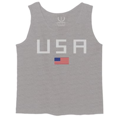0065. USA American Flag United States of America Patriotic Military Style Men's Tank Top (Light Gray X-Large)