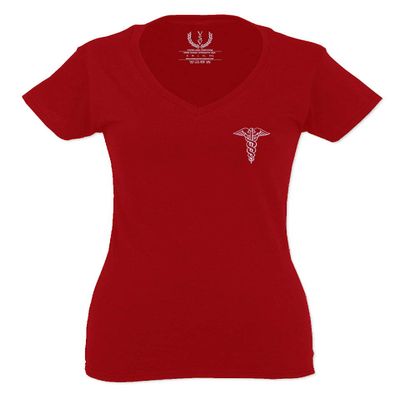 0066. Mother Gift I'm a Nurse RN Nurse Registered for Women V Neck Fitted T Shirt (Red, Medium)