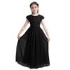 iiniim Chilrden Flower Girl Dress Ruffle Sleeve Wedding Bridesmaid Prom Long Gown Formal Maxi Dresses Evening Party Black 10 view 1