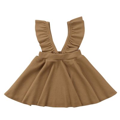 ZAXARRA Toddler Kids Baby Girls Braces Tutu Skirt Dress Outfit Clothes (Brown, 1-2 T)