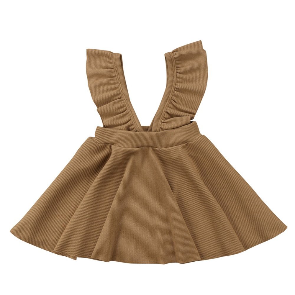 ZAXARRA Toddler Kids Baby Girls Braces Tutu Skirt Dress Outfit Clothes (Brown, 1-2 T)