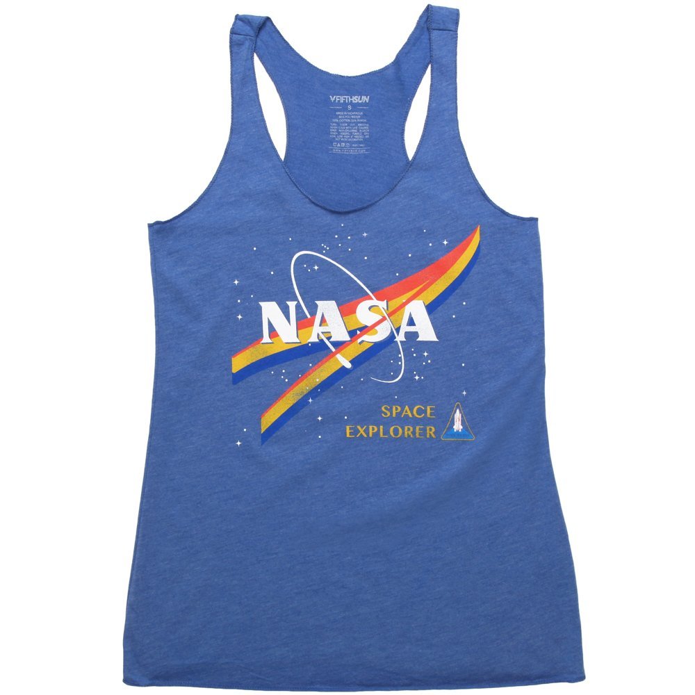 Fifth Sun NASA Space Explorer Women's Racerback Tank Top, Royal Blue Heather, Small