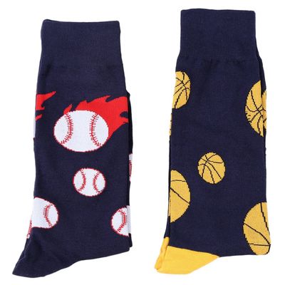Fine Fit Mens Novelty Print Socks | 2 Pair Set | Trouser Socks | Casual | Crew (10-13, Sports Season)