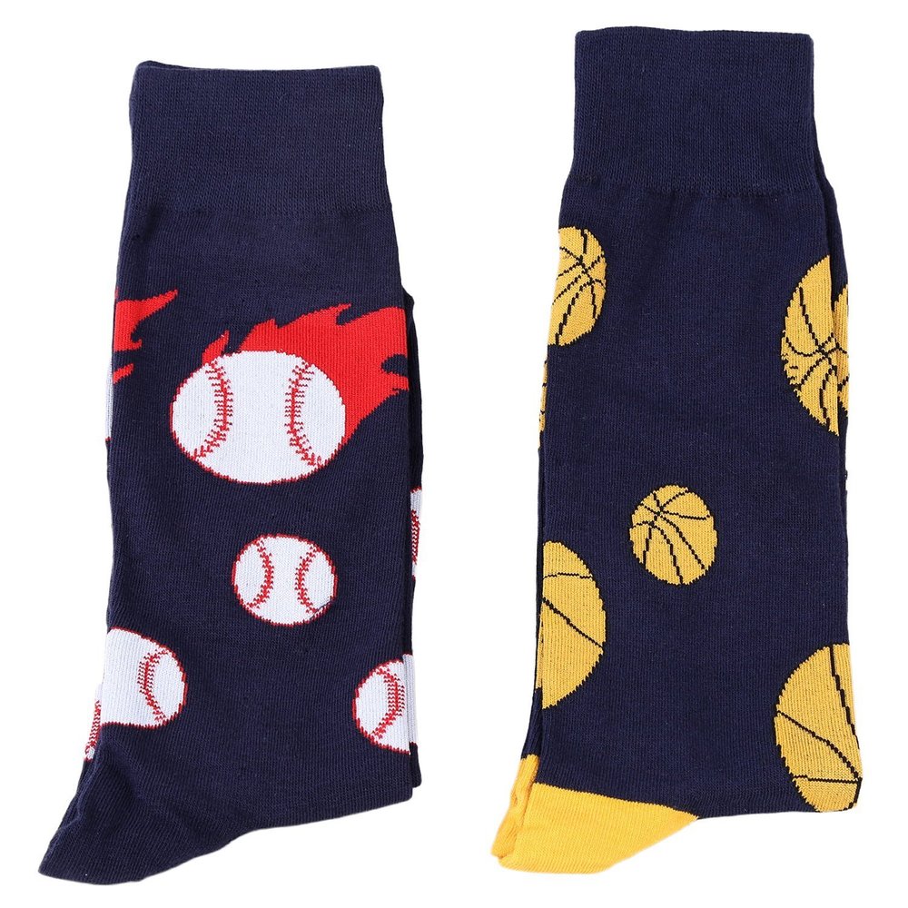 Fine Fit Mens Novelty Print Socks | 2 Pair Set | Trouser Socks | Casual | Crew (10-13, Sports Season)
