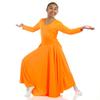 Danzcue Girls Praise Loose Fit Full Length Long Sleeve Dance Dress (4-6, Orange) view 3