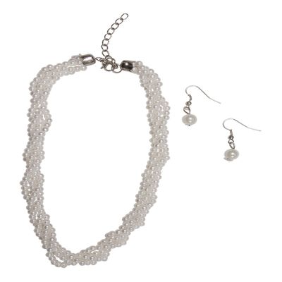 Gravity Trading Faux Pearl Like Necklace With Earring Set