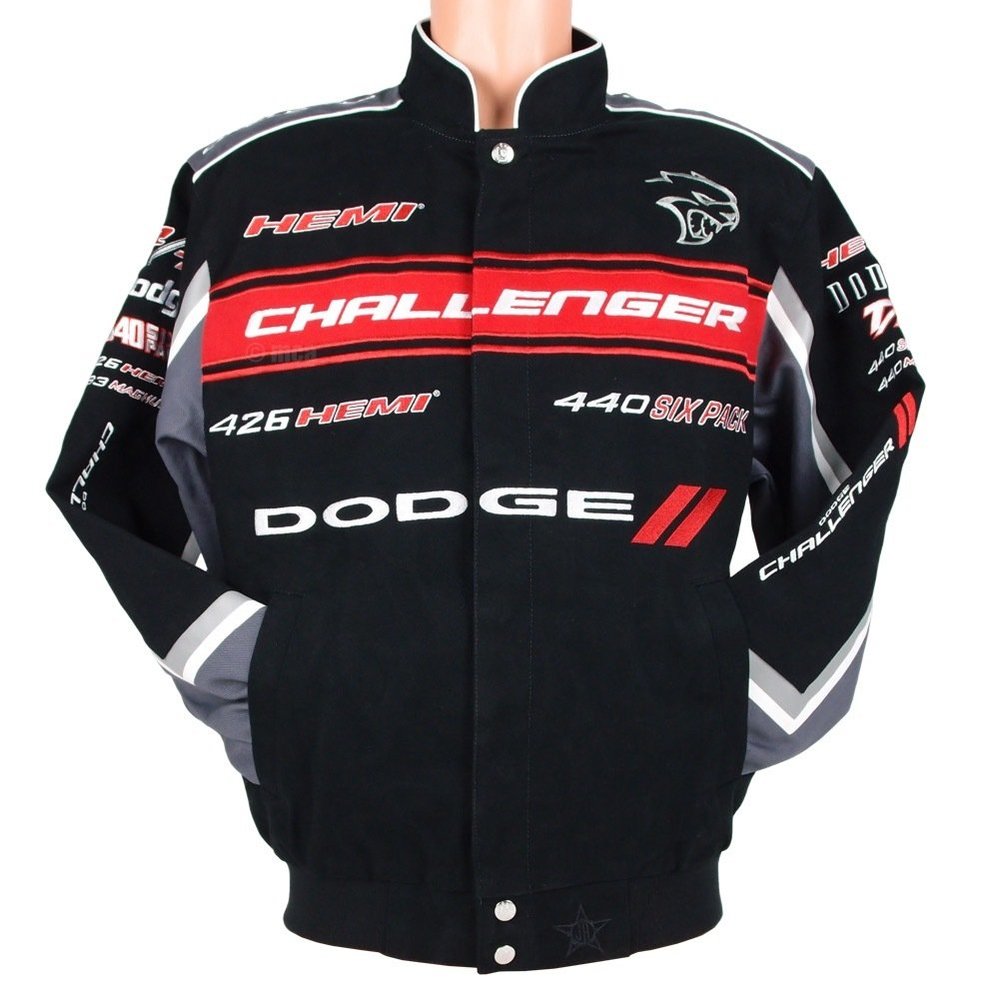 Dodge Challenger Collage Mens Black Twill Jacket by JH Design (2XL)