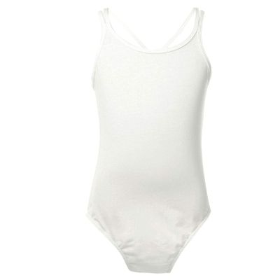 Freebily Kids Girls Double Straps Sleeveless Gymnastic Ballet Leotard Jumpsuit Athletic Dance Clothes Tank Tops Outfits Ivory A 10-12 Years