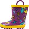 NORTY Rubber Rain Boots for Kids - Waterproof Toddler Rain Boots with Easy Pull Handles, Solid & Printed Rainboots for Boys and Girls, Mermaid Purple Yellow view 1